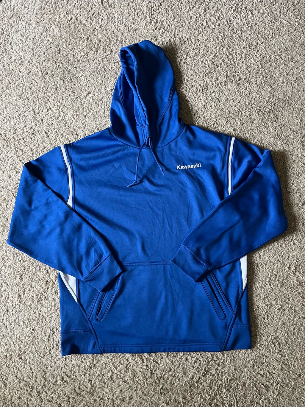 SportTek Kawasaki Racing Blue Athletic Hooded Sweatshirt SportTek Kawasaki Racing Blue Athletic Hooded Sweatshirt
